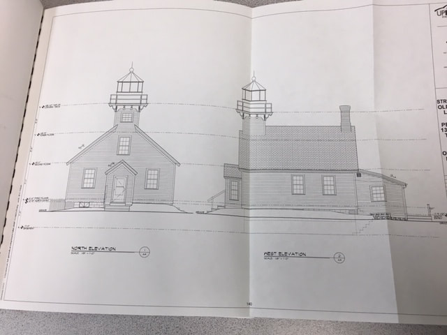 Blueprint of Mission Point Lighthouse exterior front side